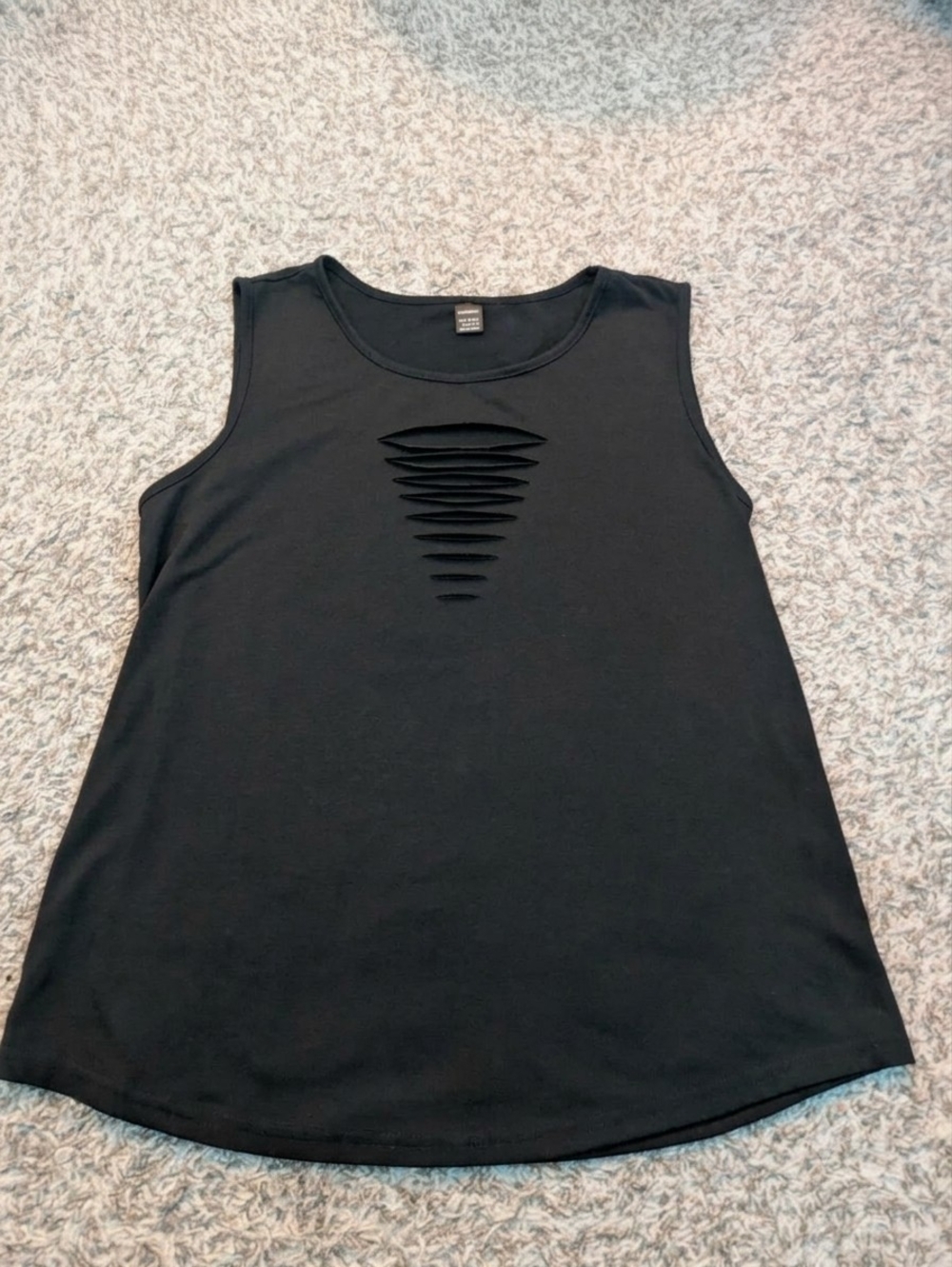 🖤 Edgy Black Slashed Cutout Tank Top | Grunge Alt Aesthetic